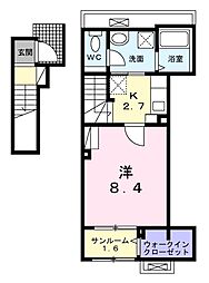 ルピナス・ケー 1Kの間取図画像