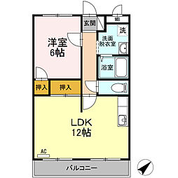 サンパティーク桜木I 1階1LDKの間取り