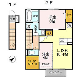 リバーサイドすみのえ 2階2LDKの間取り