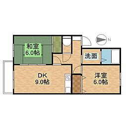 サンシャインプレイスＴＡＫＥ 2階2LDKの間取り