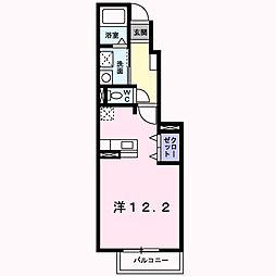 メゾン・ド・ソレイユＡ 1階ワンルームの間取り