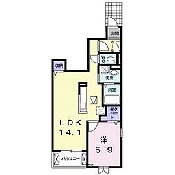 カーサ・アルベラート 1LDKの間取図画像