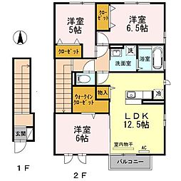 レジデンス　モネ　A棟 2階3LDKの間取り