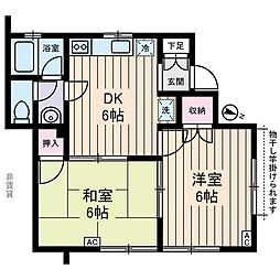 ハイツ・セシボン（ハイツ・セシボン） 1階2DKの間取り