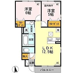 フォレスタ中央 2LDKの間取図画像