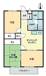 フォブール大井Ｂ 2階3DKの間取り