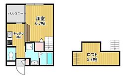 ブランドール中央町 1Kの間取図画像