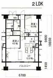 スカイマンションF 2LDKの間取図画像