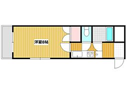 エーデル桜ケ丘 1Kの間取図画像