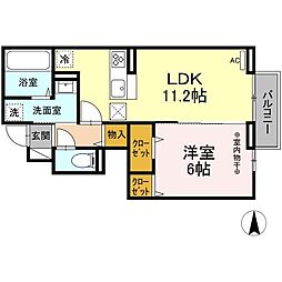 メゾンエスポワール 1LDKの間取図画像