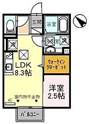 アンベリール 1LDKの間取図画像