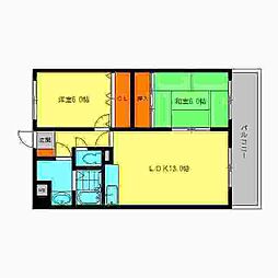 キャッスル川久保 2LDKの間取図画像