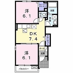 クリアネス　壱番館 1階2DKの間取り