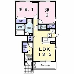 グローヴオシトラス 2LDKの間取図画像