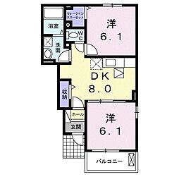 ビラ・コンフォート 2DKの間取図画像