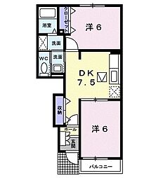 グランフォーレ近見I 1階2DKの間取り