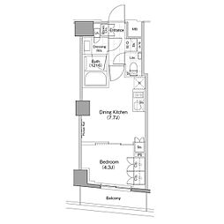 ザ・パークハビオ新宿 1DKの間取図画像