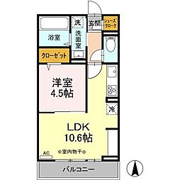 シャトーリブレ 3階1LDKの間取り