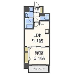 ソラージュ茨木 1LDKの間取図画像