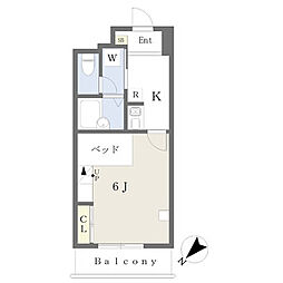 JR東北本線 郡山駅 徒歩8分の賃貸マンション 9階1Kの間取り