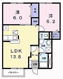 グラン・シェル　II 1階2LDKの間取り