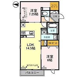 ブルームシュフル 3階2LDKの間取り