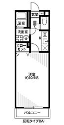 アムールドゥモンデ1 1Kの間取図画像