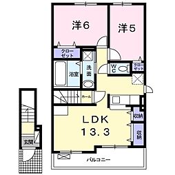 ヌーヴェル　ひかり 2階2LDKの間取り