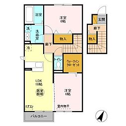 JR鹿島線 鹿島神宮駅 18kmの賃貸アパート 2階2LDKの間取り