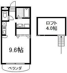 ルネッサンス南越谷 1階1Kの間取り