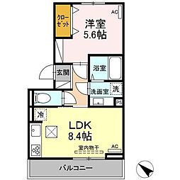 ベルクブーフ桜木 1LDKの間取図画像