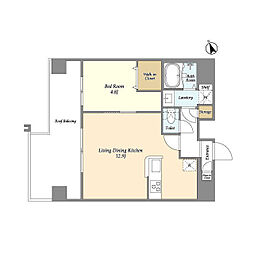 JR常磐線 綾瀬駅 徒歩9分の賃貸マンション 9階1LDKの間取り