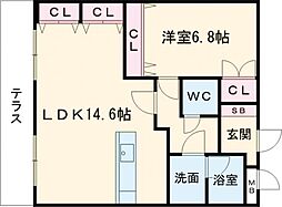 サンメイプル 1LDKの間取図画像
