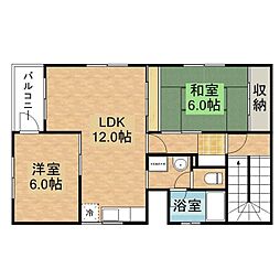 冨士ハイツ 4階2LDKの間取り