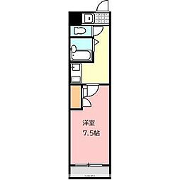 ヴィラ・ソレイユ 3階1Kの間取り