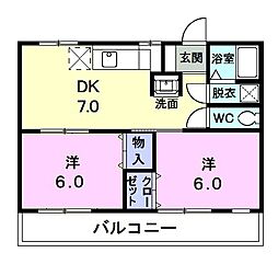 エスポアールカーサ 2DKの間取図画像