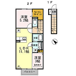 セジュールクサミ2 2LDKの間取図画像