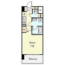 レジデンス東別院スクエア 13階1Kの間取り