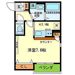 サイプレス加美II 1階1Kの間取り