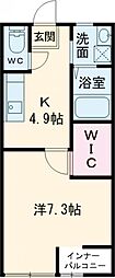 スフィーダI 1Kの間取図画像