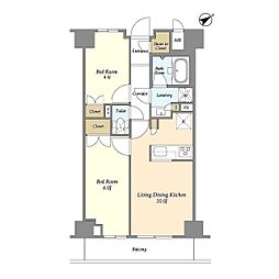 市谷台町坂フロント 10階2LDKの間取り