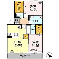 セントポーリア 2LDKの間取図画像