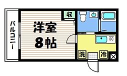 阪急京都本線 大宮駅 徒歩8分の賃貸マンション 1階1Kの間取り
