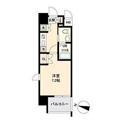 LaSante上杉 2階1Kの間取り