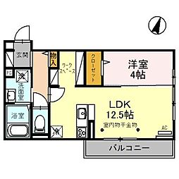 湘南新宿ライン高海 高崎問屋町駅 徒歩22分の賃貸アパート 2階1LDKの間取り