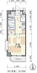 JR仙石線 福田町駅 徒歩7分の賃貸マンション 2階1Kの間取り