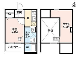 エアスト東中島(エアストヒガシナカジマ) 1階1Kの間取り