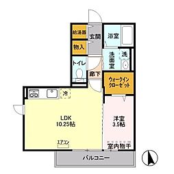 グランディール石橋 1LDKの間取図画像