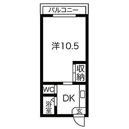 ニューマンション丸由(まるよし) 4階1DKの間取り