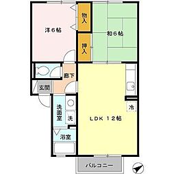 JR東海道・山陽本線 瀬田駅 徒歩22分の賃貸アパート 2階2LDKの間取り